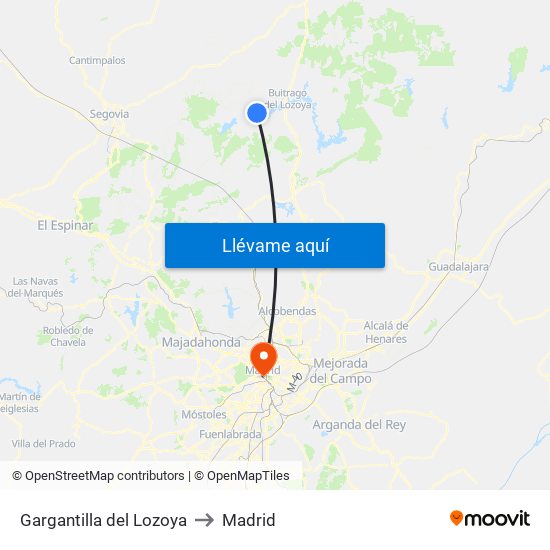 Gargantilla del Lozoya to Madrid map