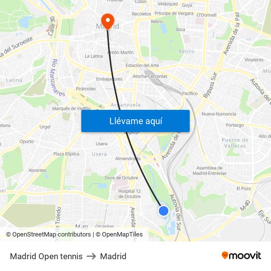Madrid Open tennis to Madrid map