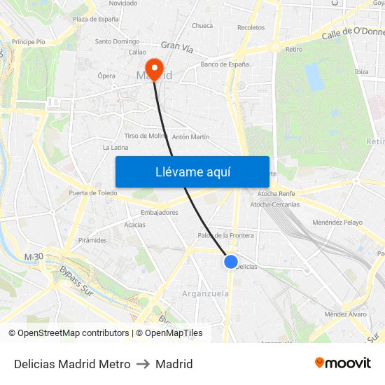 Delicias Madrid Metro to Madrid map