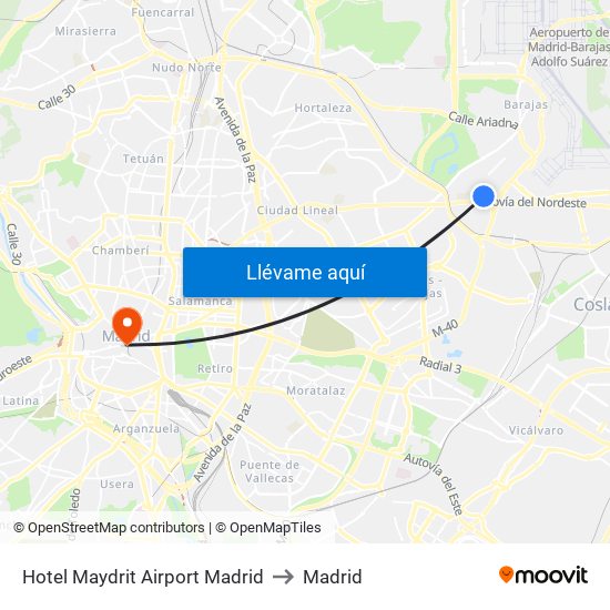 Hotel Maydrit Airport Madrid to Madrid map