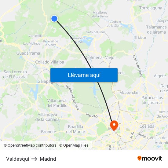 Valdesquí to Madrid map