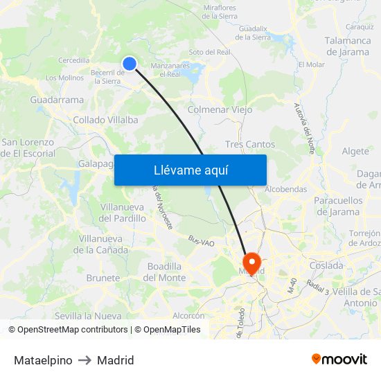 Mataelpino to Madrid map