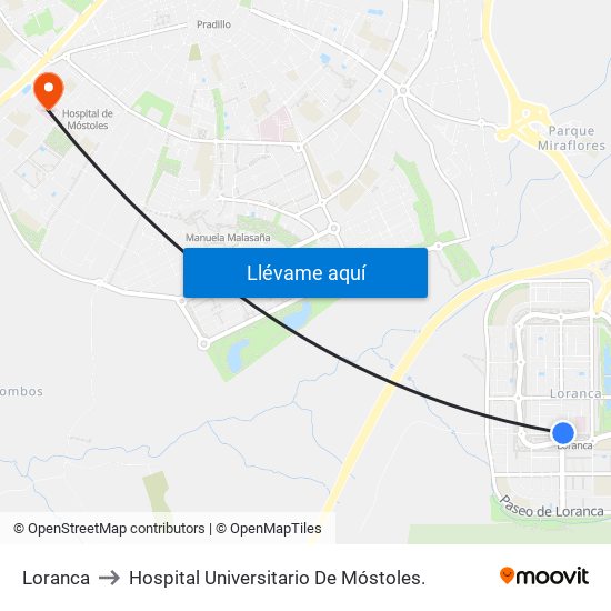 Loranca to Hospital Universitario De Móstoles. map