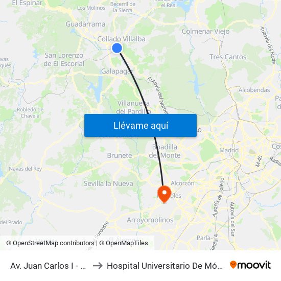 Av. Juan Carlos I - Zoco to Hospital Universitario De Móstoles. map