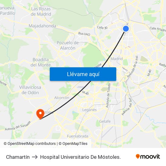 Chamartín to Hospital Universitario De Móstoles. map