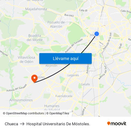 Chueca to Hospital Universitario De Móstoles. map