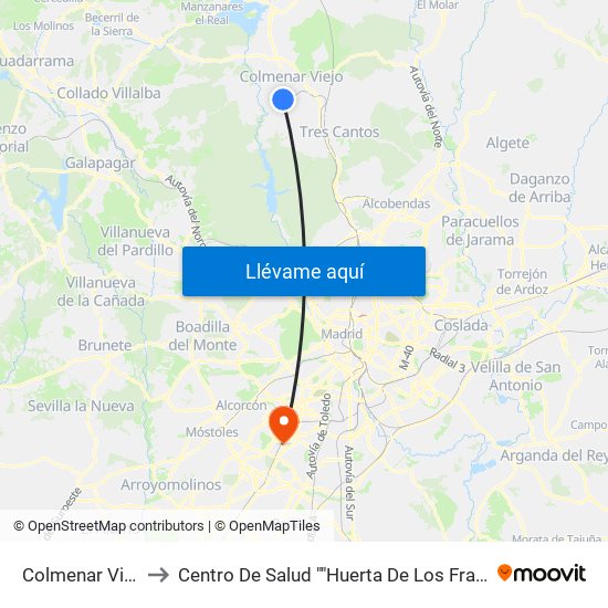 Colmenar Viejo to Centro De Salud ""Huerta De Los Frailes"" map