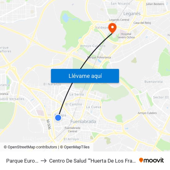 Parque Europa to Centro De Salud ""Huerta De Los Frailes"" map