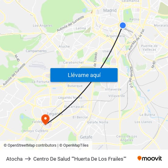 Atocha to Centro De Salud ""Huerta De Los Frailes"" map