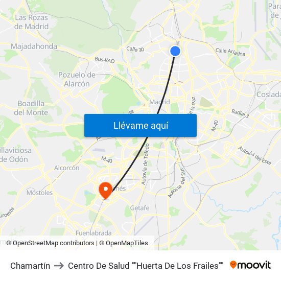 Chamartín to Centro De Salud ""Huerta De Los Frailes"" map