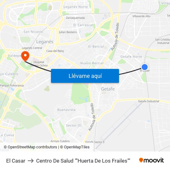 El Casar to Centro De Salud ""Huerta De Los Frailes"" map