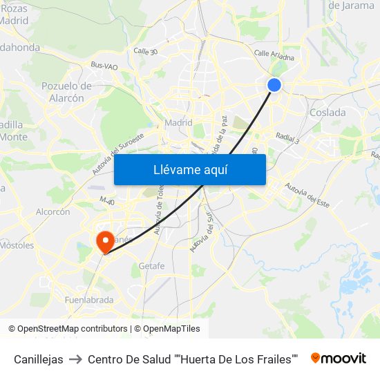 Canillejas to Centro De Salud ""Huerta De Los Frailes"" map