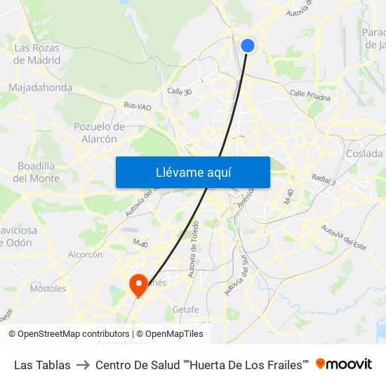 Las Tablas to Centro De Salud ""Huerta De Los Frailes"" map