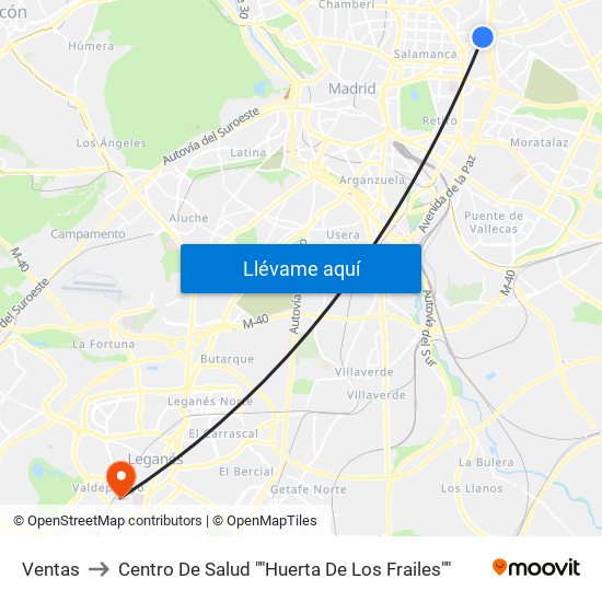 Ventas to Centro De Salud ""Huerta De Los Frailes"" map