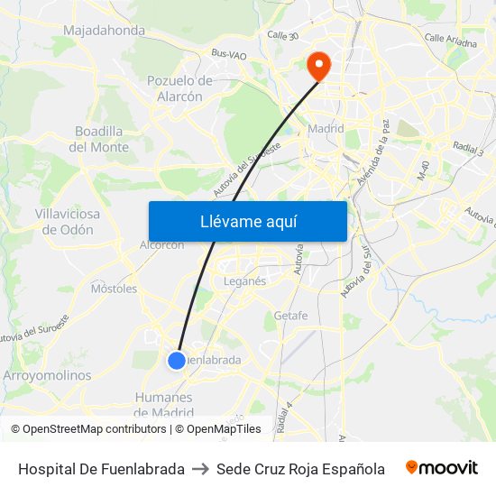 Hospital De Fuenlabrada to Sede Cruz Roja Española map