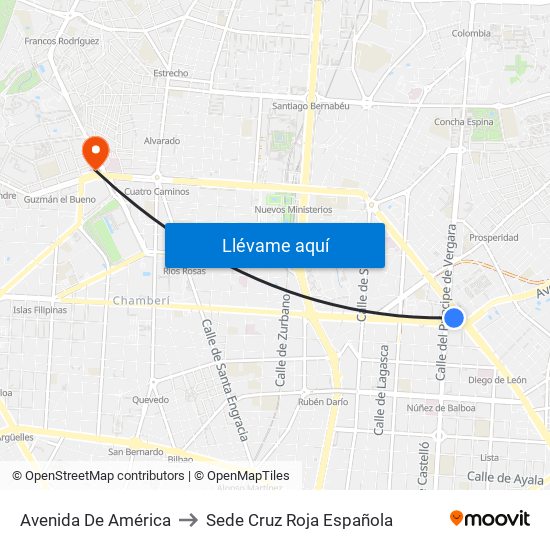 Avenida De América to Sede Cruz Roja Española map