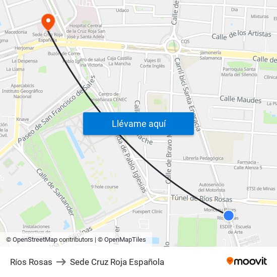 Ríos Rosas to Sede Cruz Roja Española map