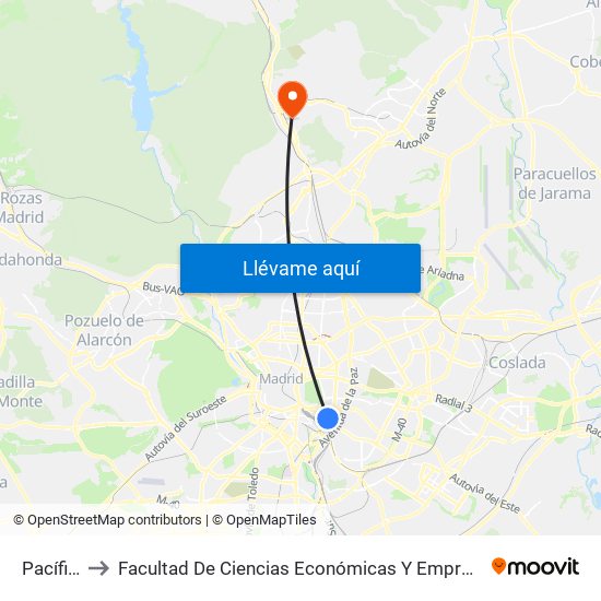 Pacífico to Facultad De Ciencias Económicas Y Empresariales map