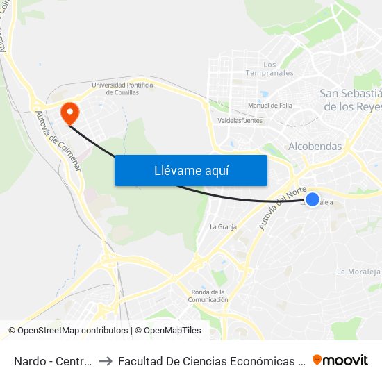 Nardo - Centro Cívico to Facultad De Ciencias Económicas Y Empresariales map