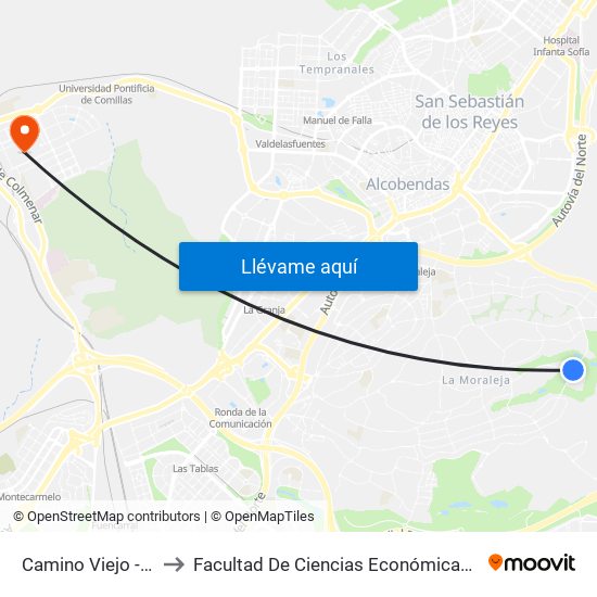 Camino Viejo - Intergolf to Facultad De Ciencias Económicas Y Empresariales map