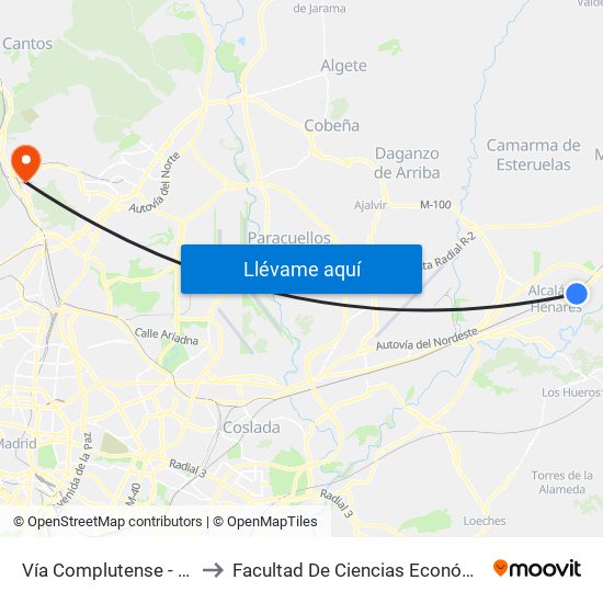 Vía Complutense - Barrio Ledesma to Facultad De Ciencias Económicas Y Empresariales map