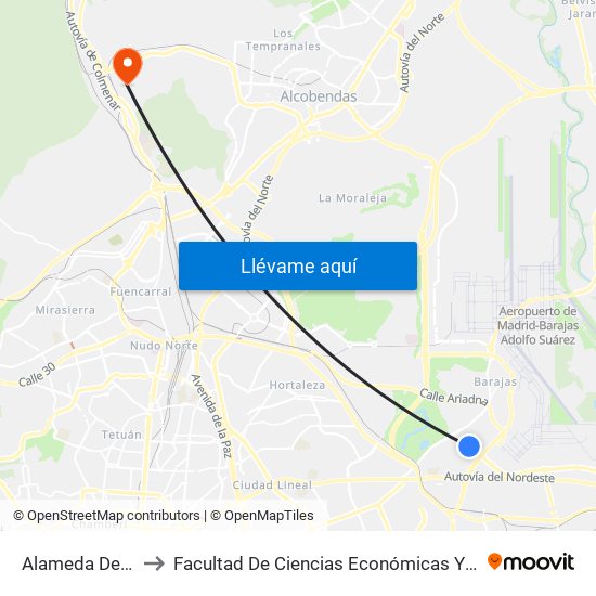 Alameda De Osuna to Facultad De Ciencias Económicas Y Empresariales map