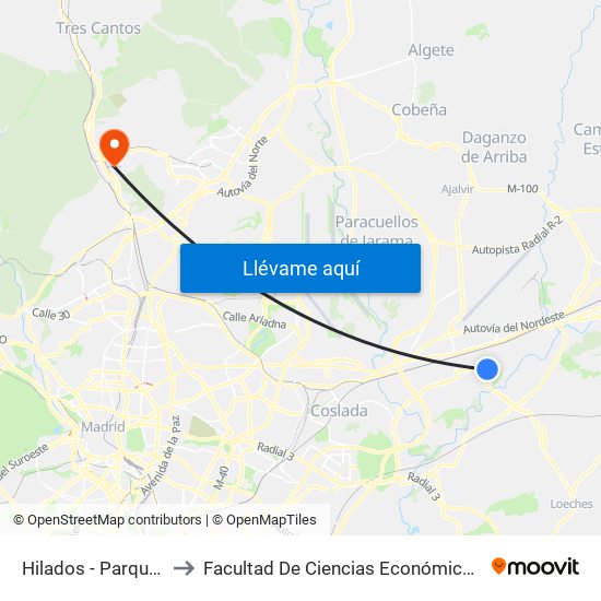 Hilados - Parque Cataluña to Facultad De Ciencias Económicas Y Empresariales map