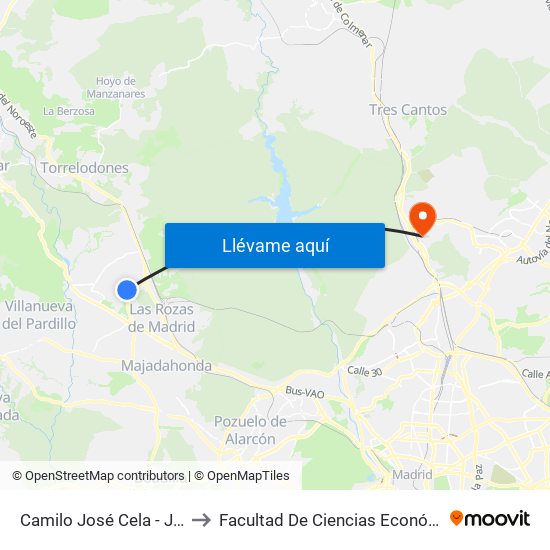 Camilo José Cela - J. Ramón Jiménez to Facultad De Ciencias Económicas Y Empresariales map