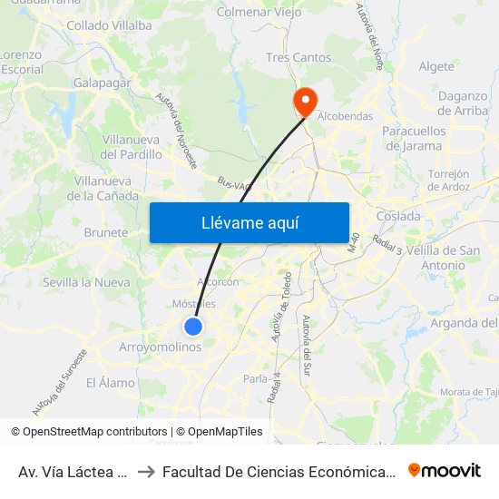 Av. Vía Láctea - Géminis to Facultad De Ciencias Económicas Y Empresariales map