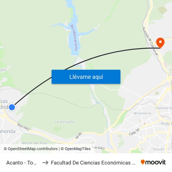 Acanto - Tomillarón to Facultad De Ciencias Económicas Y Empresariales map