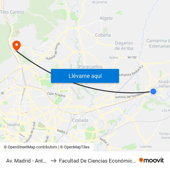 Av. Madrid - Antonio Suárez to Facultad De Ciencias Económicas Y Empresariales map