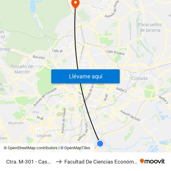 Ctra. M-301 - Caserío De Perales to Facultad De Ciencias Económicas Y Empresariales map