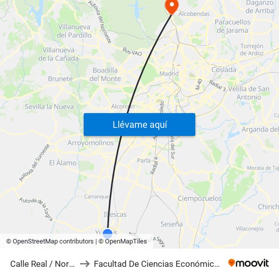 Calle Real / Norte, Yuncos to Facultad De Ciencias Económicas Y Empresariales map