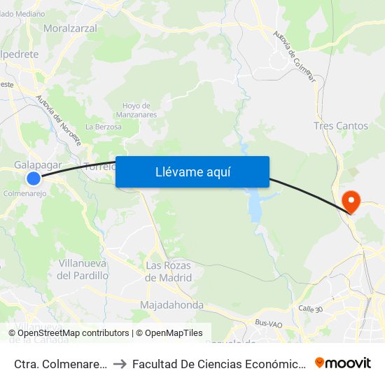 Ctra. Colmenarejo - Jazmín to Facultad De Ciencias Económicas Y Empresariales map