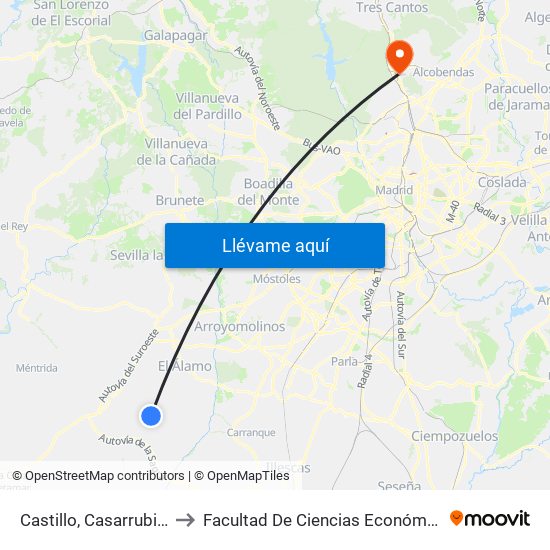 Castillo, Casarrubios Del Monte to Facultad De Ciencias Económicas Y Empresariales map