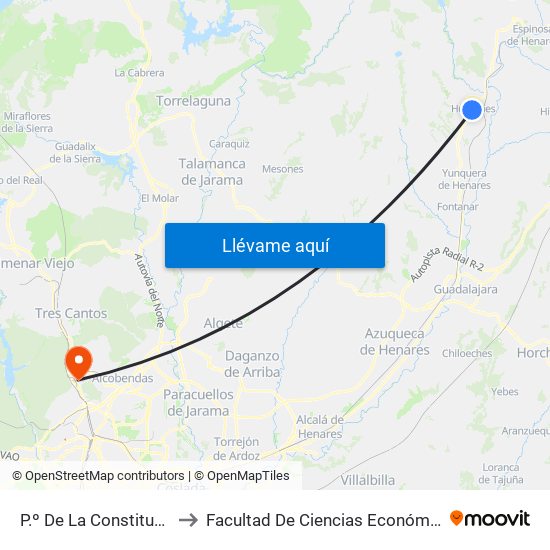 P.º De La Constitución, Humanes to Facultad De Ciencias Económicas Y Empresariales map