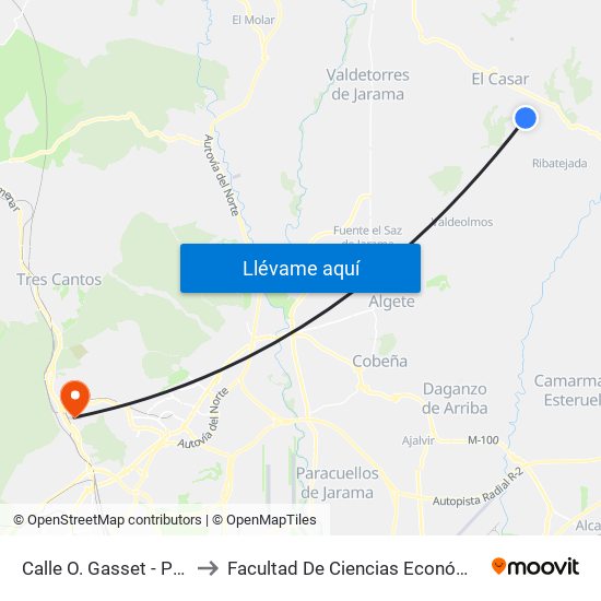 Calle O. Gasset - Parque, El Casar to Facultad De Ciencias Económicas Y Empresariales map