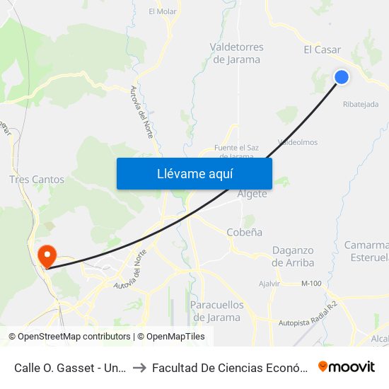 Calle O. Gasset - Unamuno, El Casar to Facultad De Ciencias Económicas Y Empresariales map