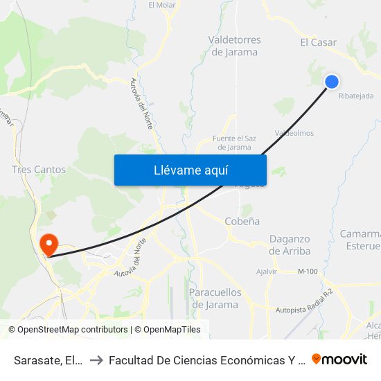 Sarasate, El Casar to Facultad De Ciencias Económicas Y Empresariales map