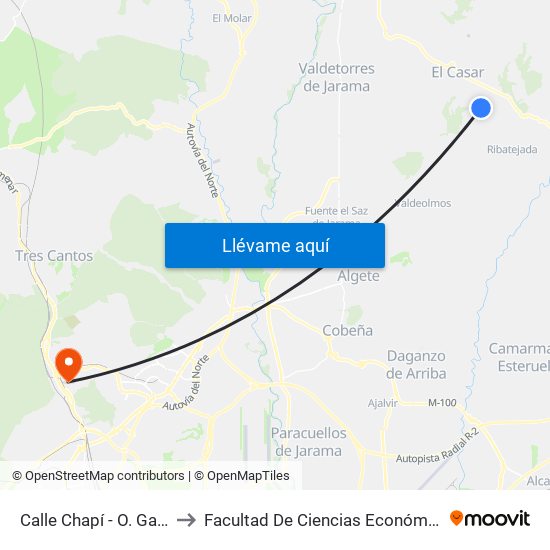 Calle Chapí - O. Gasset, El Casar to Facultad De Ciencias Económicas Y Empresariales map