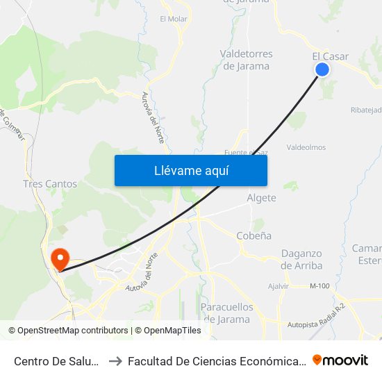 Centro De Salud, El Casar to Facultad De Ciencias Económicas Y Empresariales map