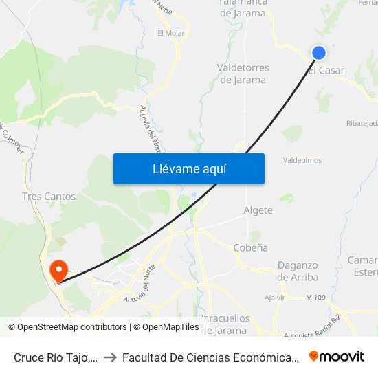 Cruce Río Tajo, El Casar to Facultad De Ciencias Económicas Y Empresariales map