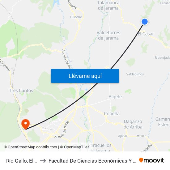 Río Gallo, El Casar to Facultad De Ciencias Económicas Y Empresariales map