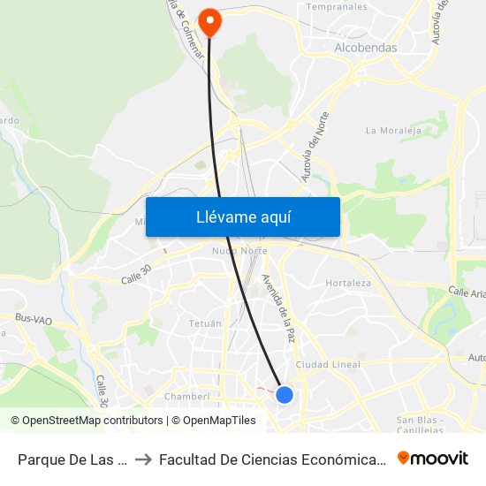 Parque De Las Avenidas to Facultad De Ciencias Económicas Y Empresariales map