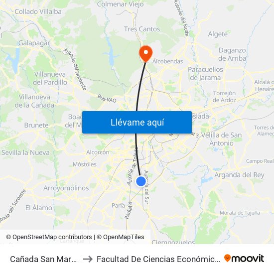 Cañada San Marcos - Airbus to Facultad De Ciencias Económicas Y Empresariales map