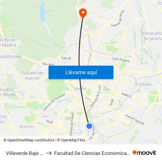 Villaverde Bajo Cercanías to Facultad De Ciencias Económicas Y Empresariales map