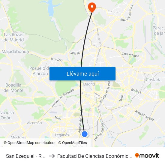 San Ezequiel - Real De Pinto to Facultad De Ciencias Económicas Y Empresariales map
