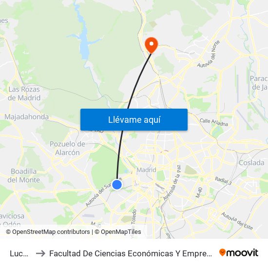 Lucero to Facultad De Ciencias Económicas Y Empresariales map