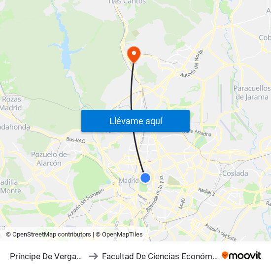 Príncipe De Vergara - Jorge Juan to Facultad De Ciencias Económicas Y Empresariales map