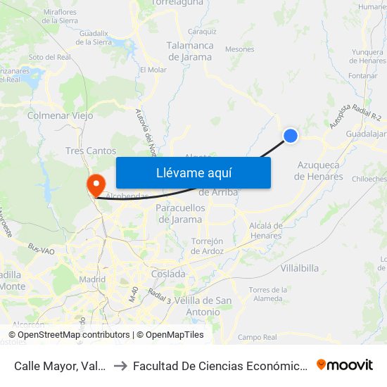 Calle Mayor, Valdeaveruelo to Facultad De Ciencias Económicas Y Empresariales map
